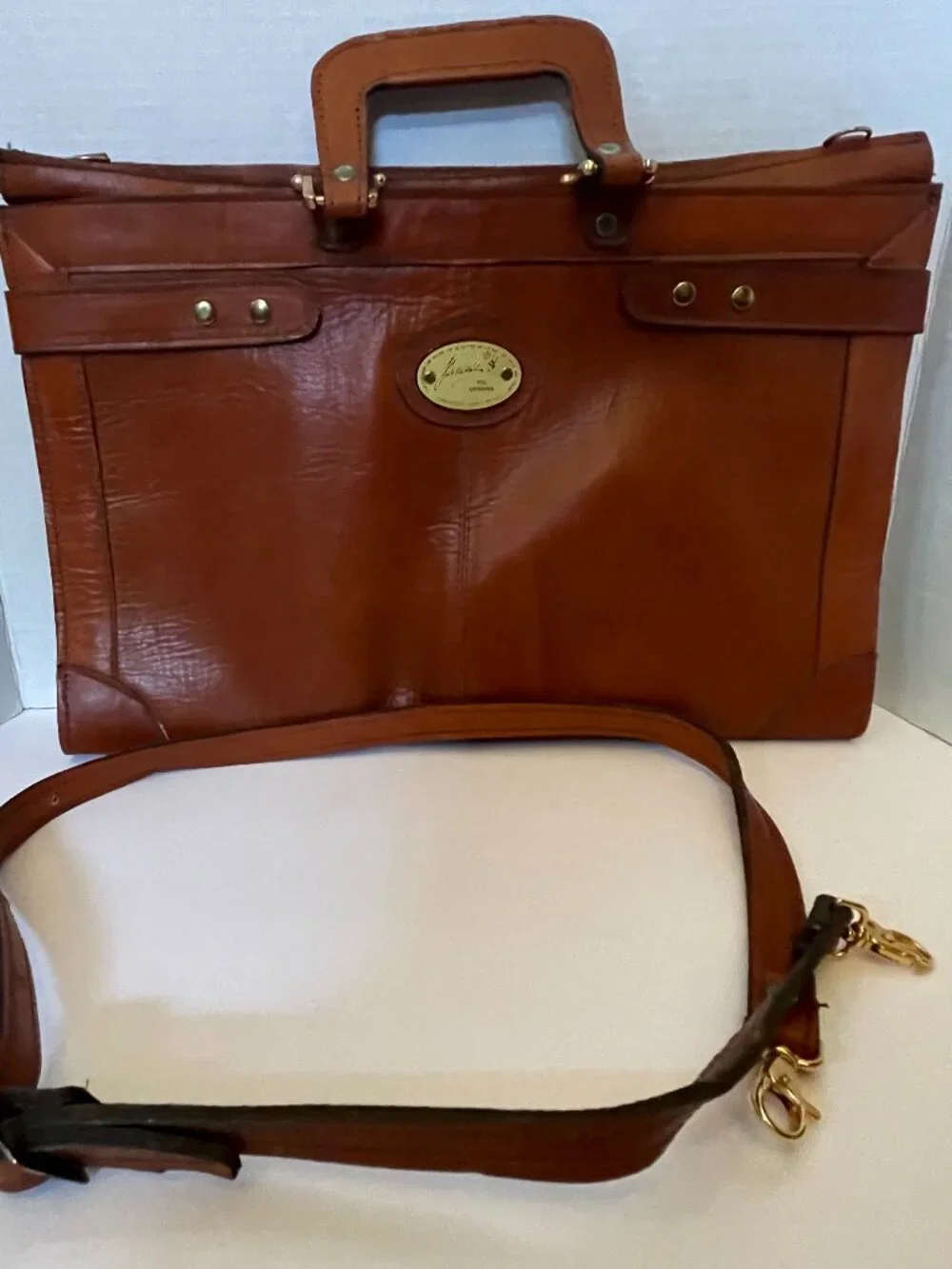 Jimenez Leather Briefcase Satchel Laptop Messenger Bag Brown Made in Mexico